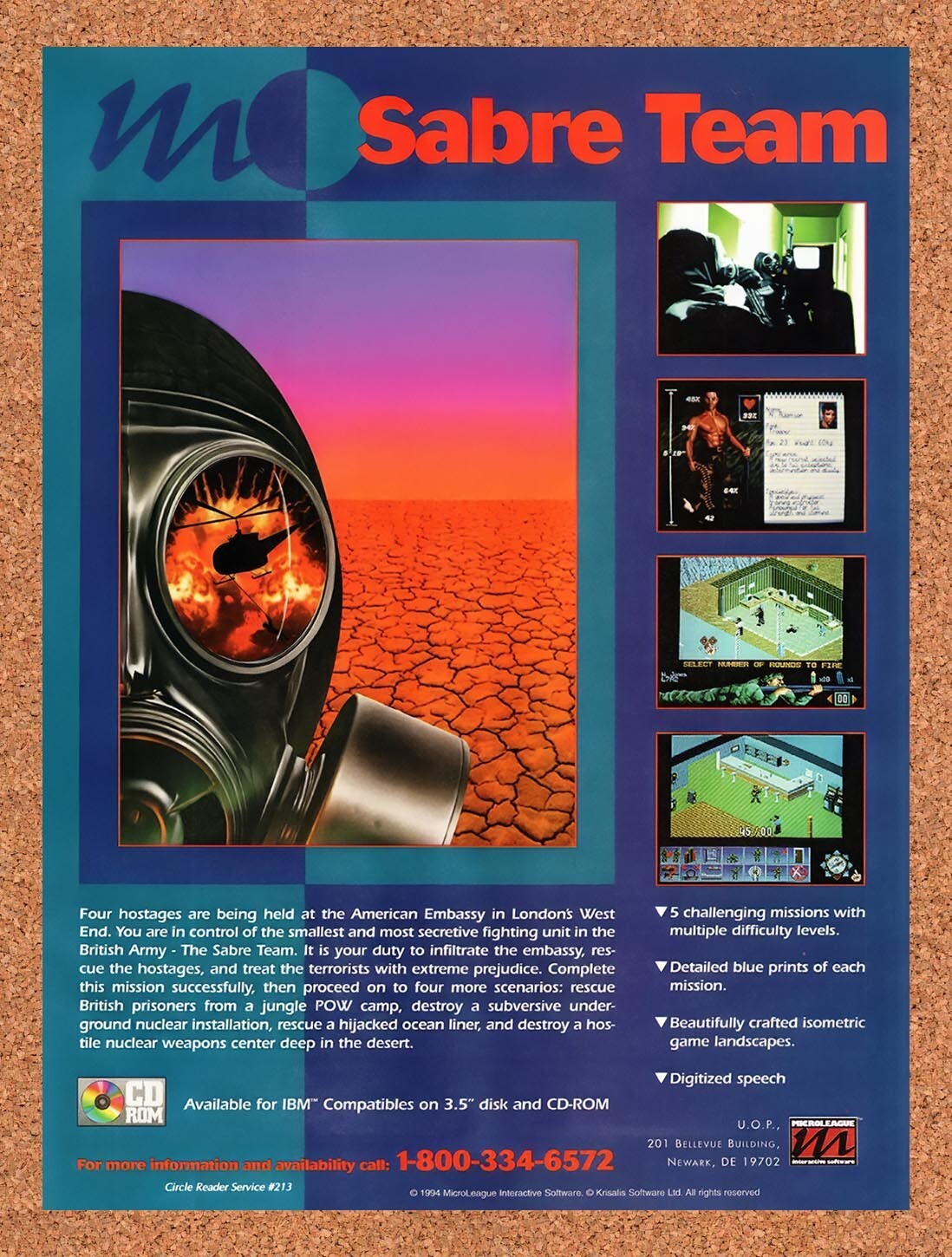 1994 Sabre Team IBM Original Advertisement / Retro Wall Art v1