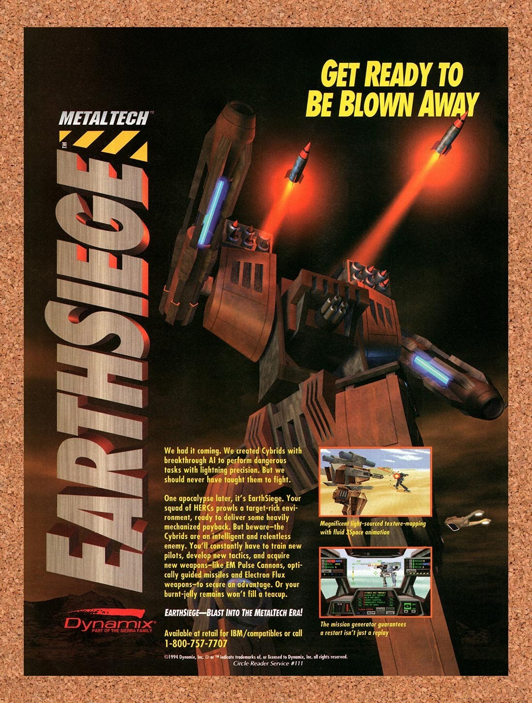 1994 Metaltech Earthsiege PC Original Advertisement / Retro Promo v1