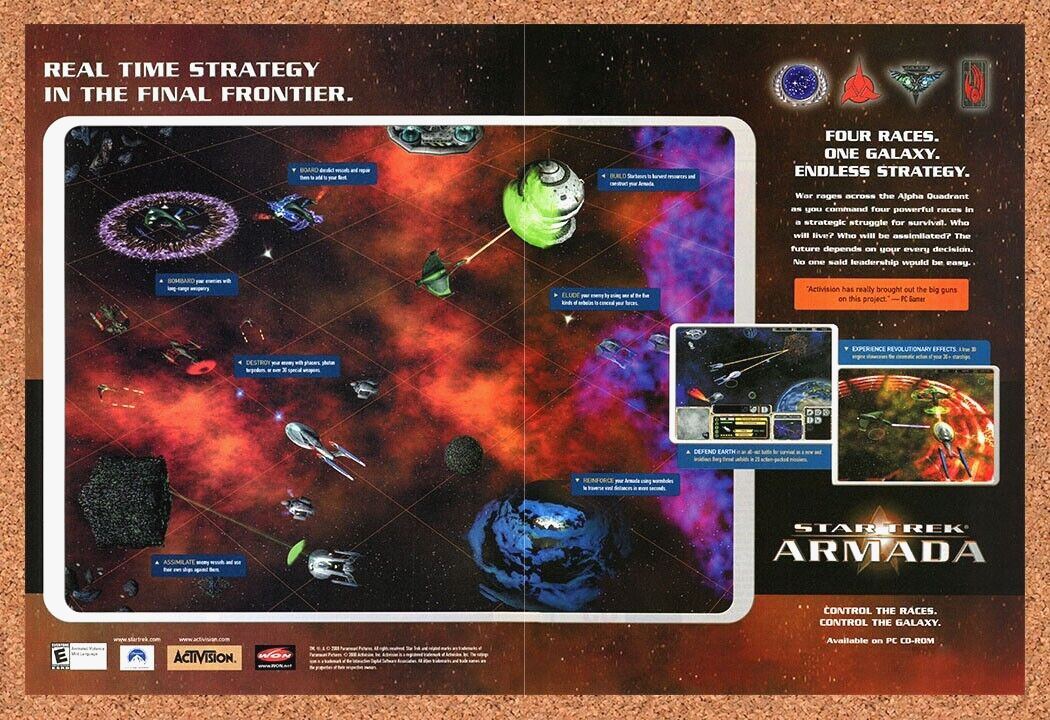 Star Trek Armada PC Original 2002 Ad Authentic Space RTS Video Game Promo v2