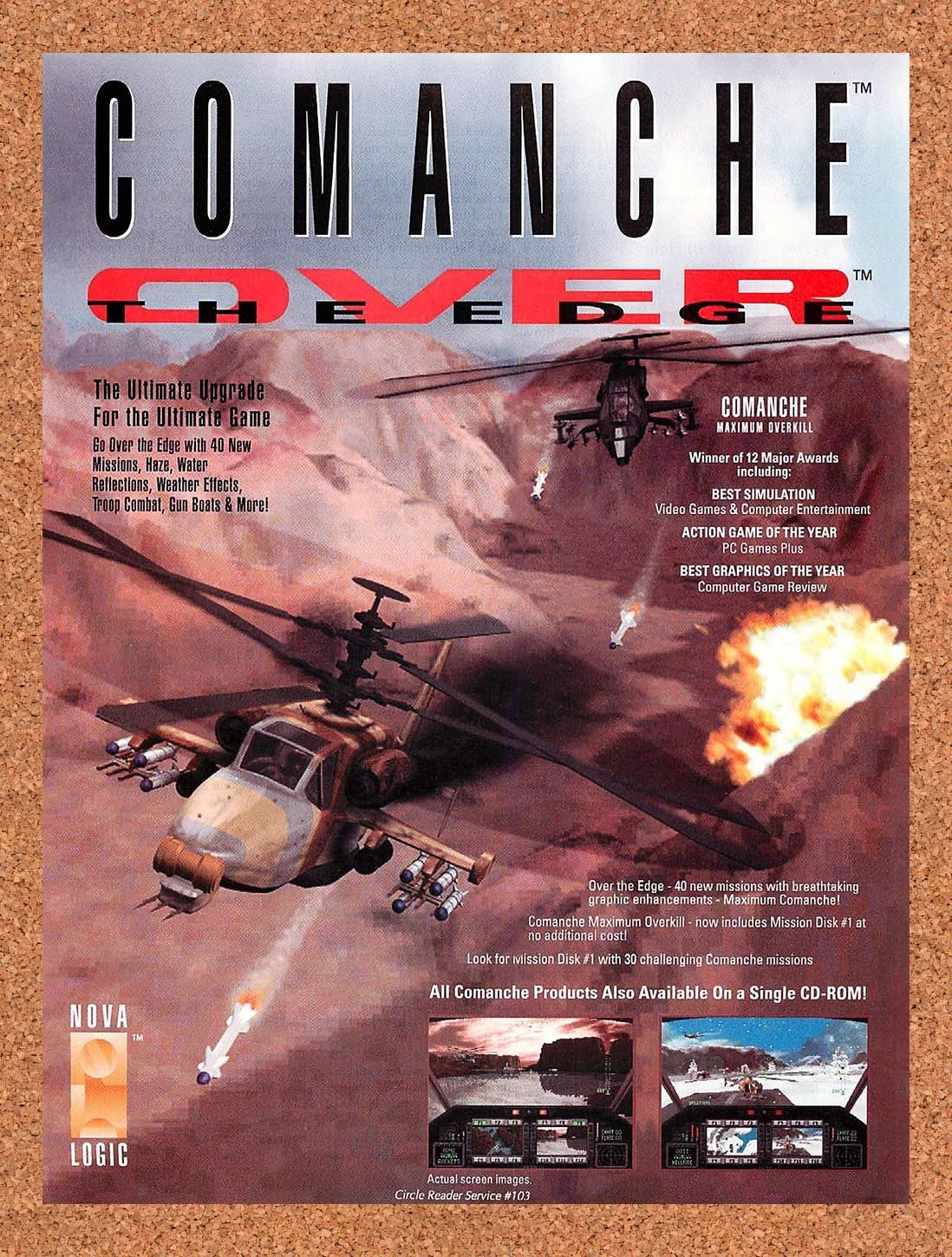 1994 Comanche Over The Edge PC Original Advertisement / Retro Promo v1