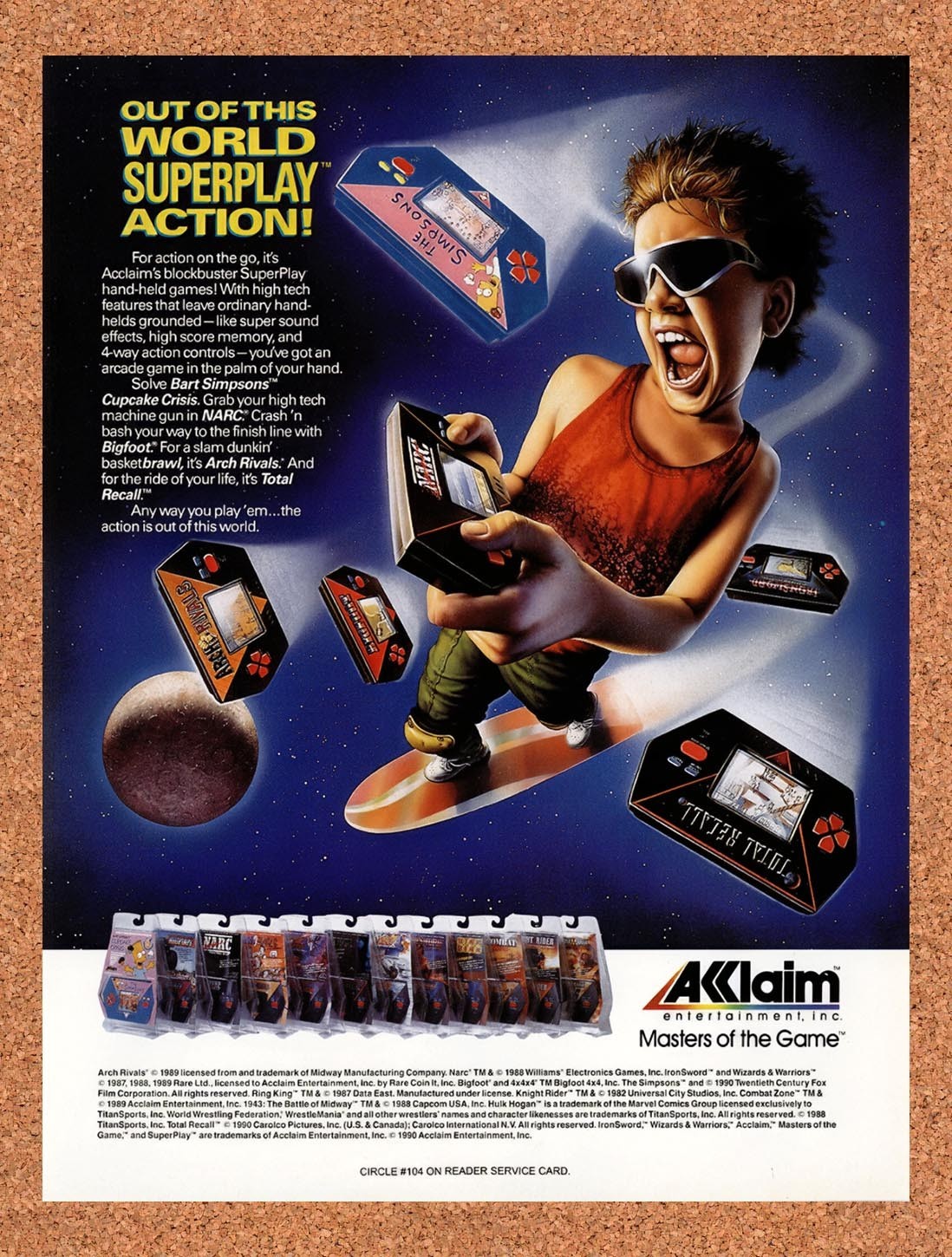 1990 Acclaim SuperPlay Hand-Held Games Original Advertisement / Retro Promo v5