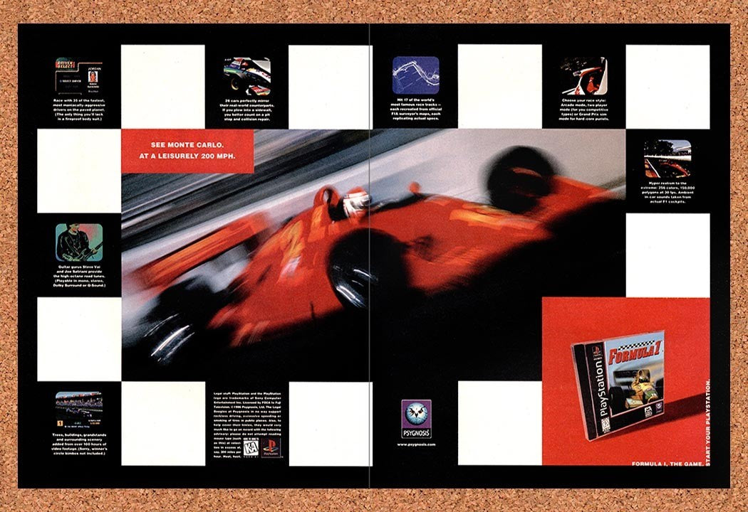 1996 Formula 1 PS1 Original Advertisement / Retro Promo v1