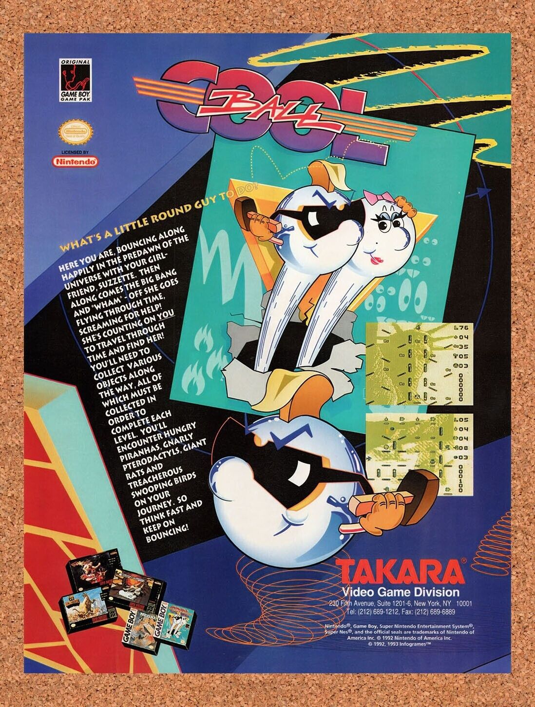 1993 Cool Ball Game Boy Original Advertisement / Retro Wall Art v1