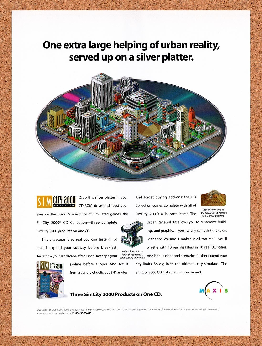 1995 Sim City 2000 PC Original Advertisement / Retro Promo v2