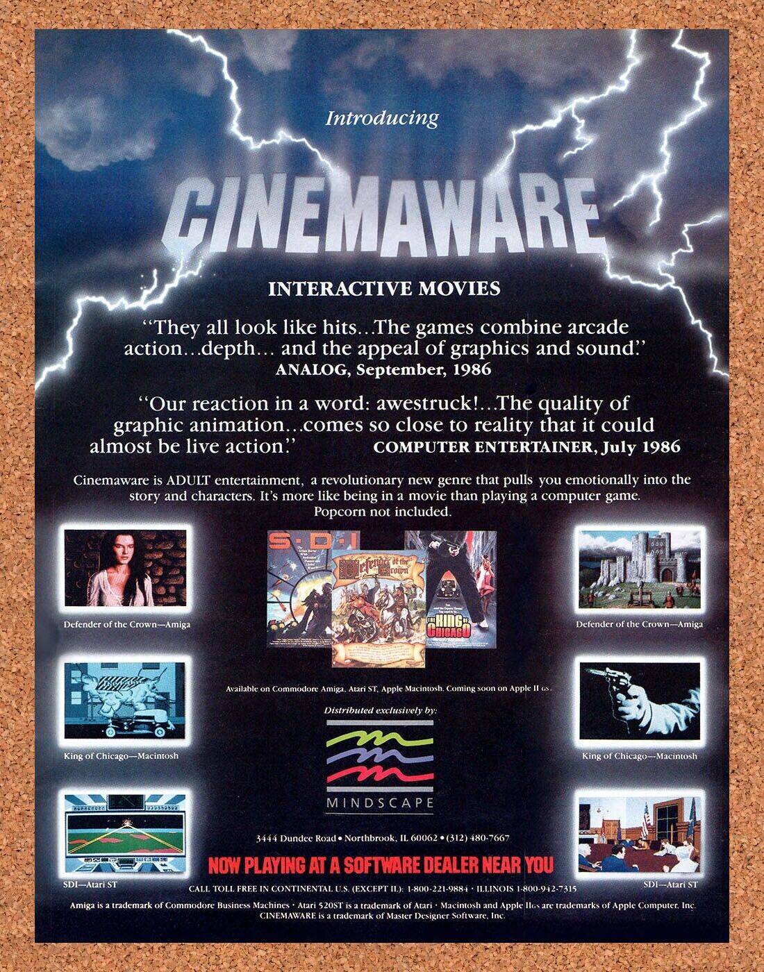 Cinemaware Interactive Video Game Movies Original 1986 Vintage Ad - Promo