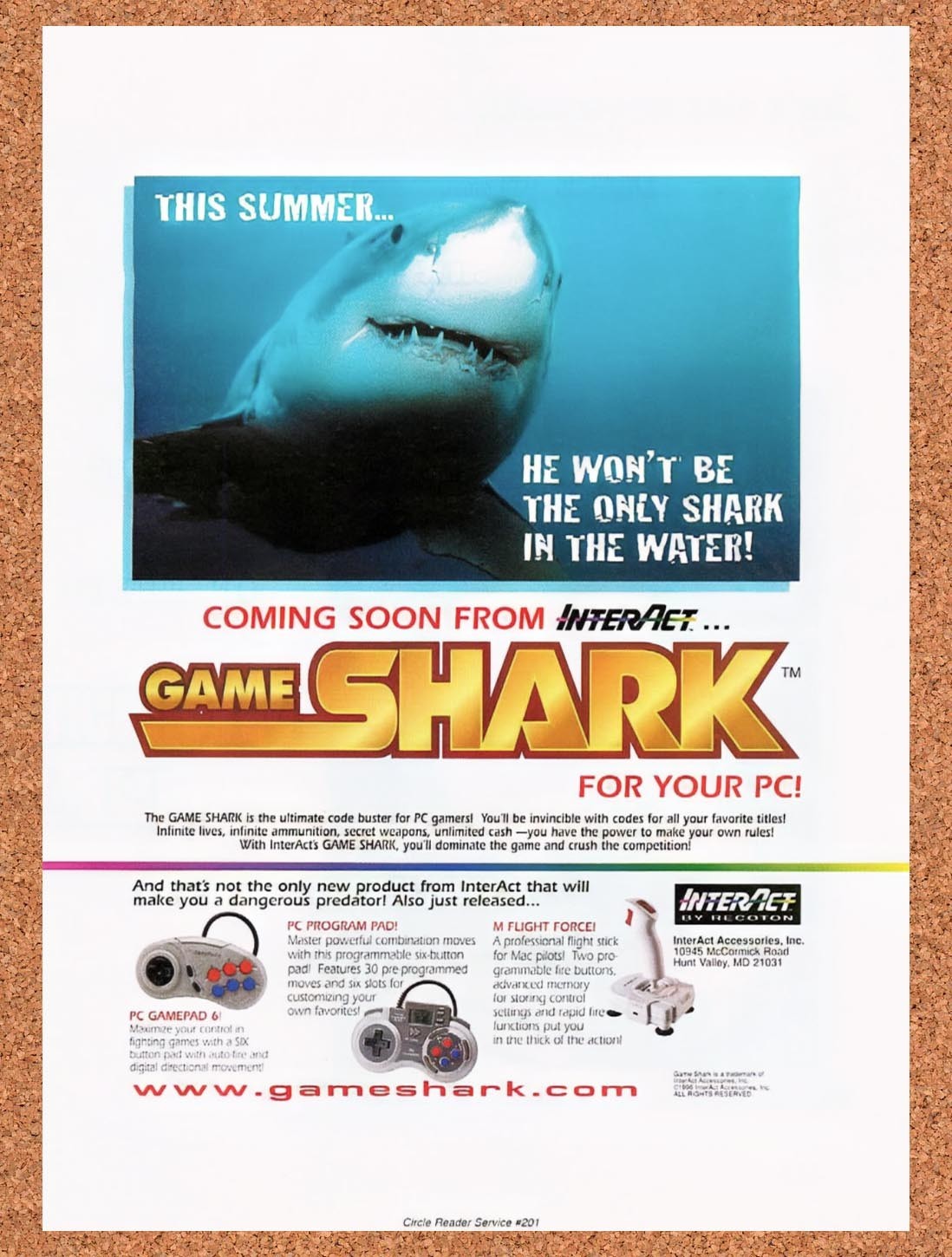 1996 GameShark PC Game Enhancer Original Advertisement / Retro Promo v1