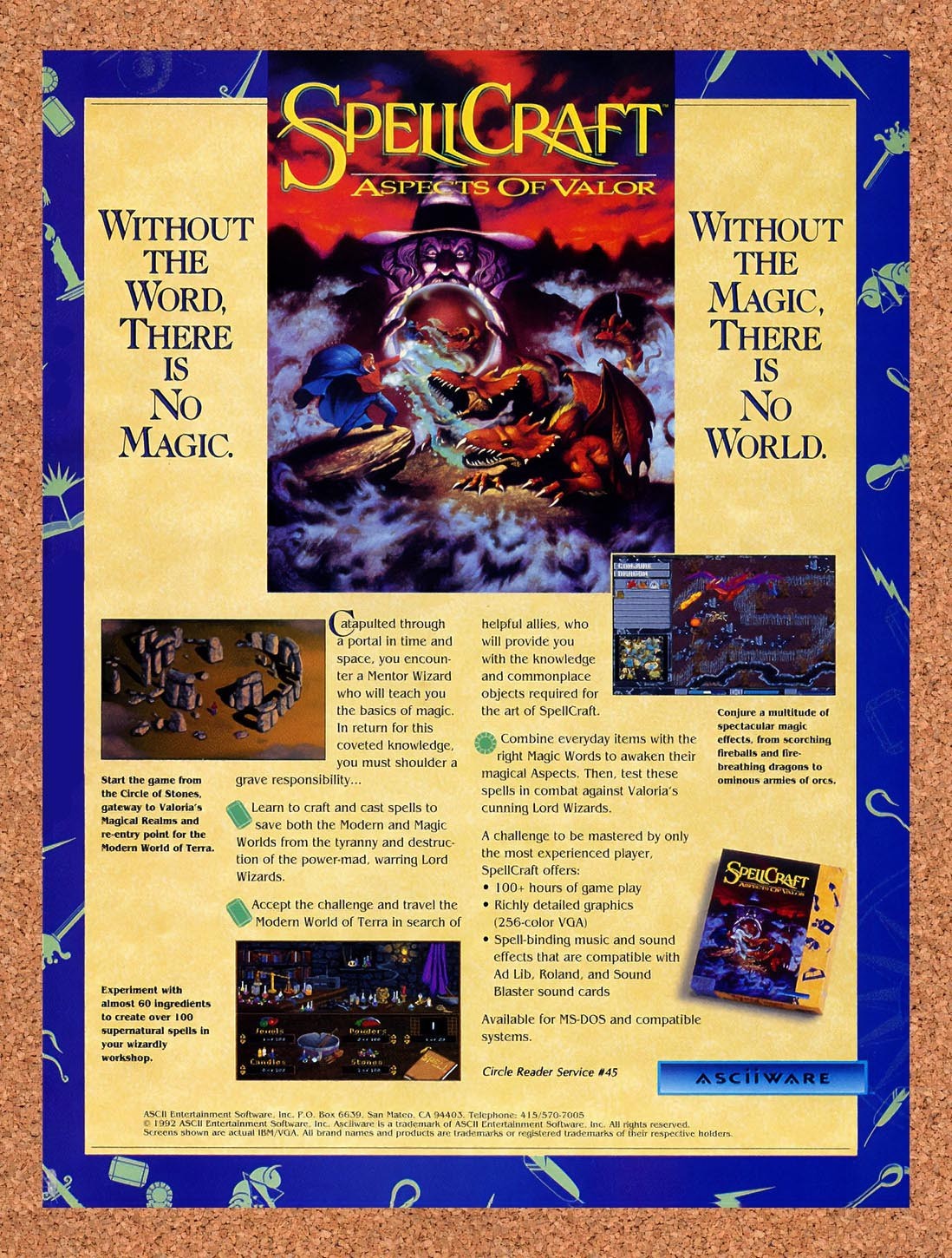 1992 SpellCraft Aspects Of Valor IBM Original Advertisement / Retro Promo v1