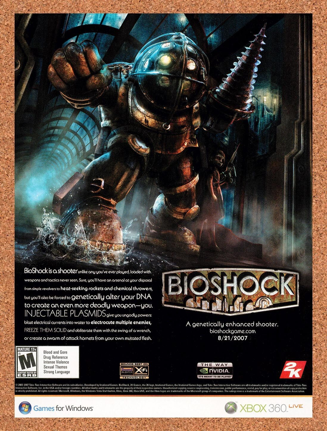 2007 Bioshock Xbox 360 Original Advertisement / Retro Wall Art v5
