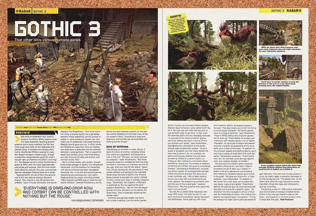 Original 2006 Gothic 3 PC Vintage Review Ad - Video Game Promo Wall Art 3