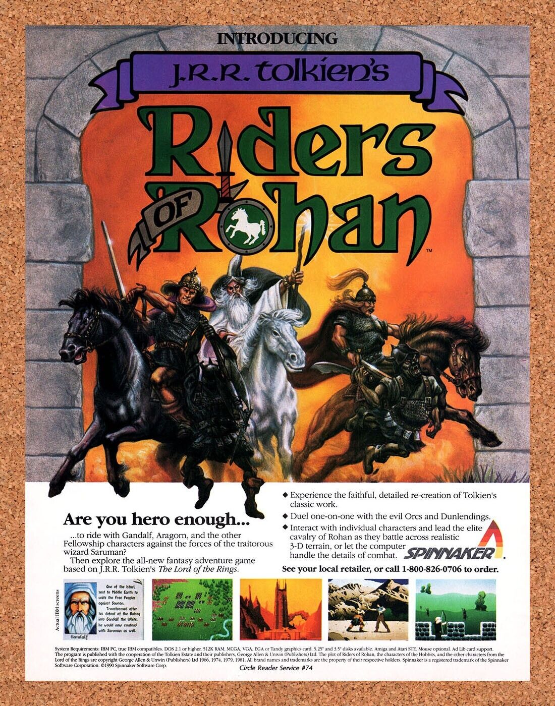 Riders Of Rohan IBM Original 1991 Vintage Ad - LOTR Video Game Promo