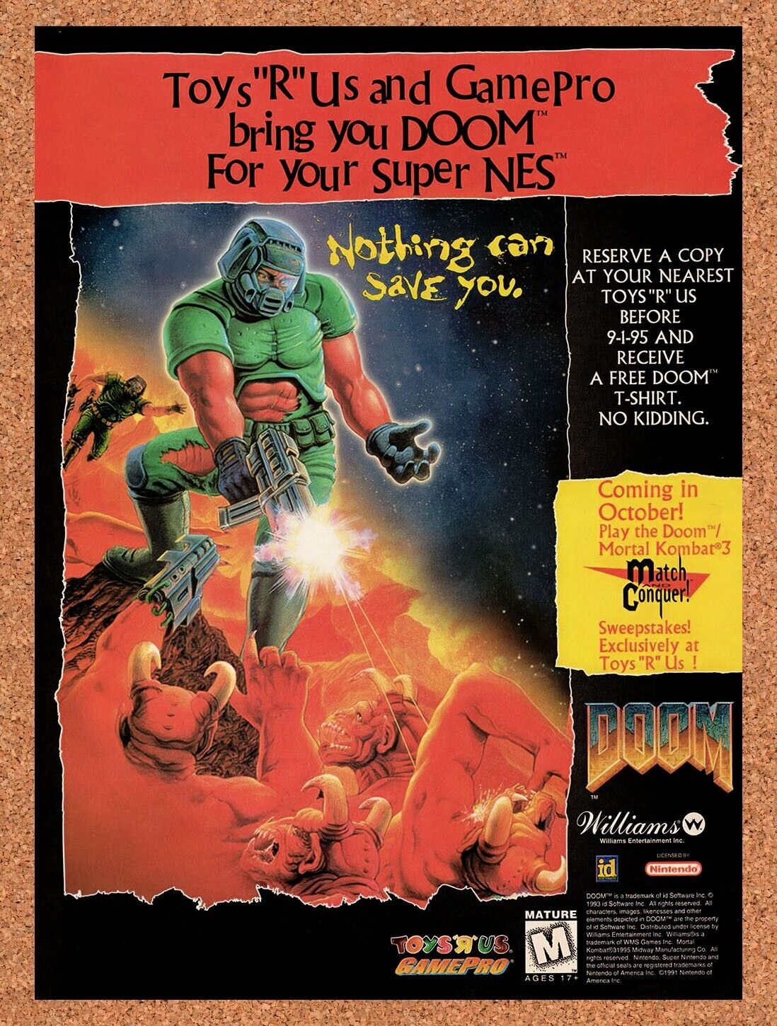 1995 Doom SNES Toys R Us Original Advertisement / Retro Wall Art v8