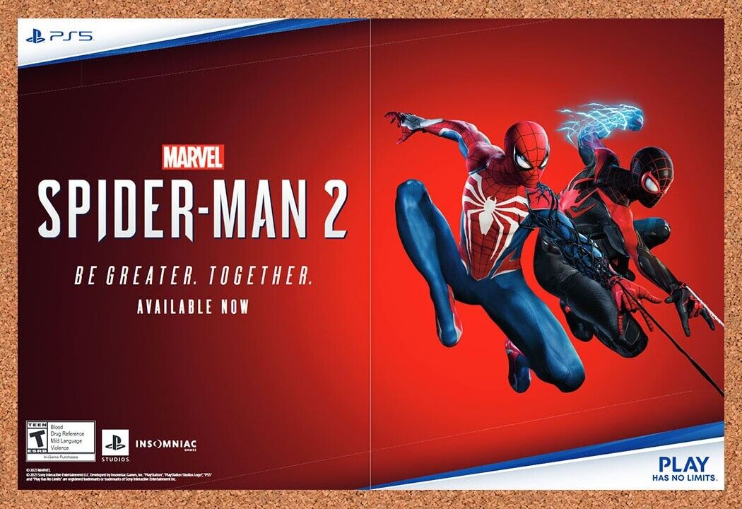 Spider-Man 2 PS5 Original 2023 Ad - Marvel Video Game Display Promo