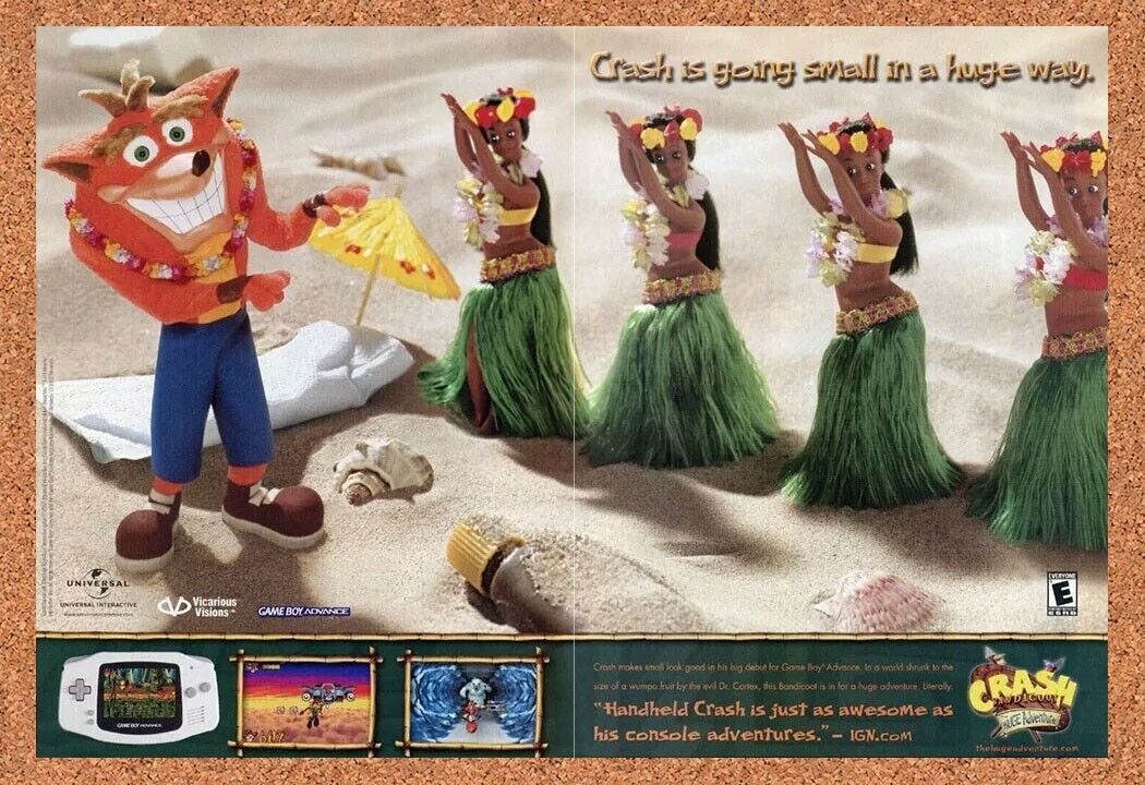 Crash Bandicoot Huge Adventure GBA Original 2004 Ad Video Game Promo