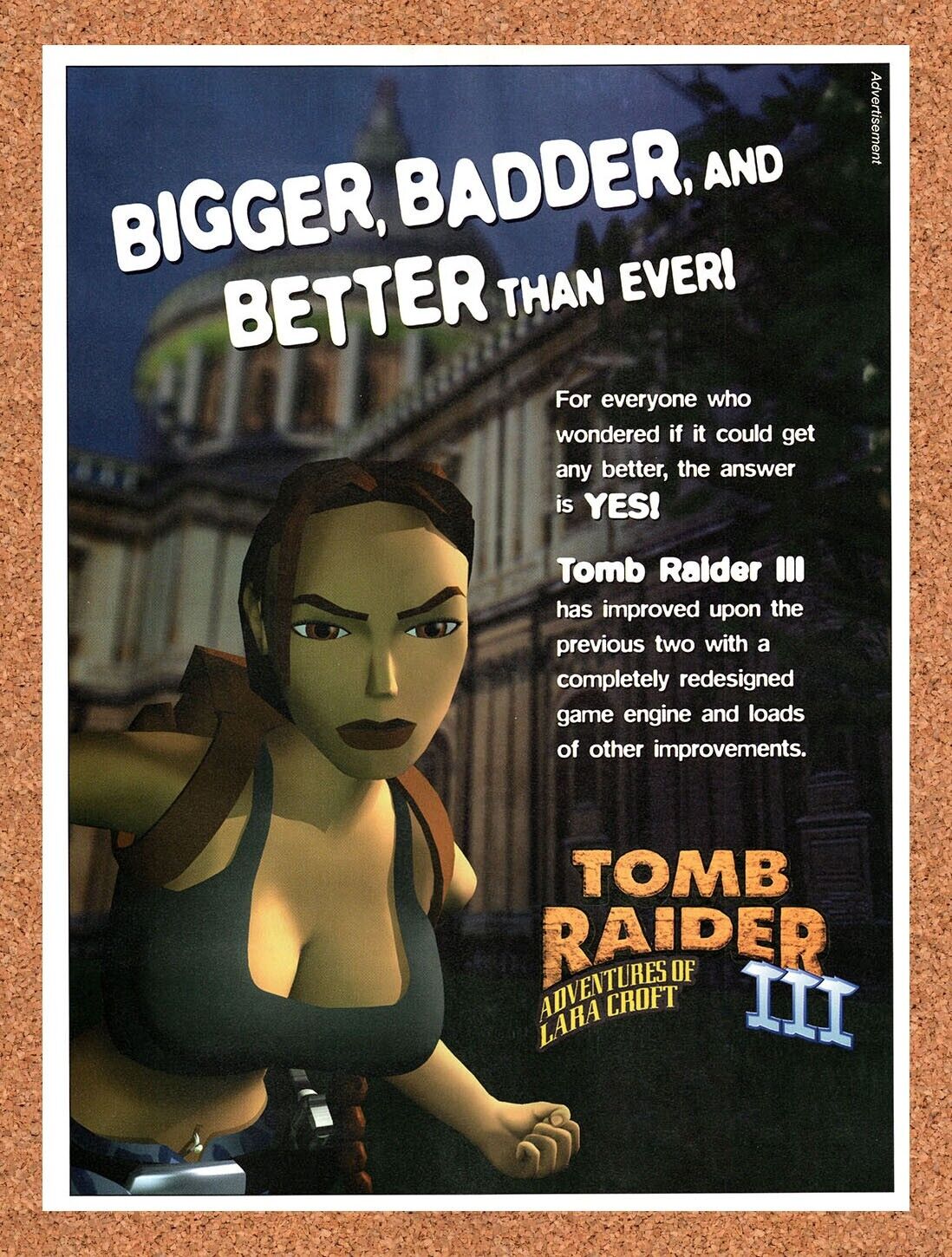1998 Tomb Raider III PC Original Advertisement / Retro Wall Art v6