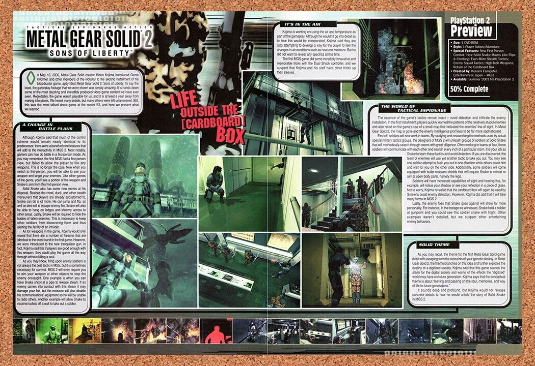 Metal Gear Solid 2 Sons Of Liberty PS2 Original 2002 Vintage Ad - Review Promo