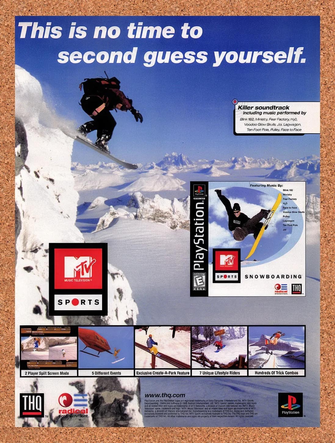 1999 MTV Sports Snowboarding PS1 Original Advertisement / Retro Promo v1
