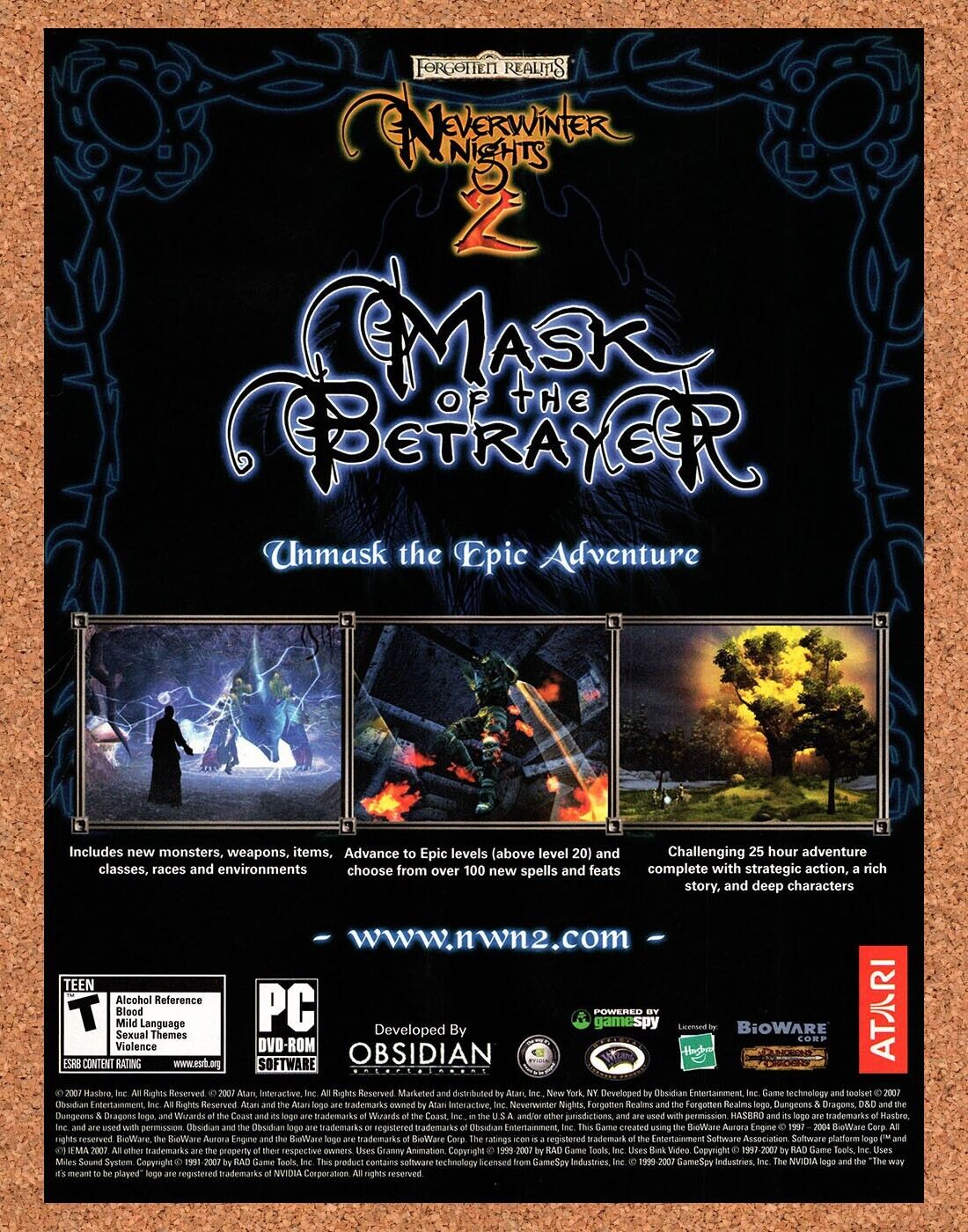 Neverwinter Nights 2 Mask Of The Betrayer PC Original 2007 Ad - Video Game Promo