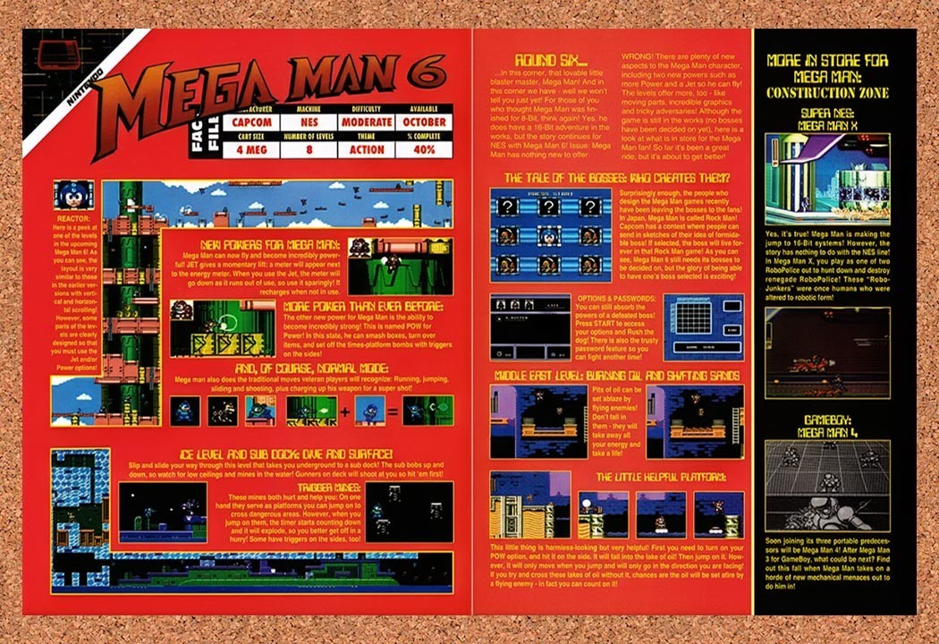 1993 Mega Man 6 NES Original Advertisement / Retro Promo v3