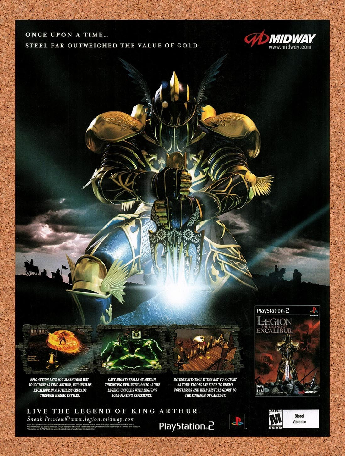 2002 Legion The Legend Of Excalibur PS2 Original Advertisement / Retro Promo v2
