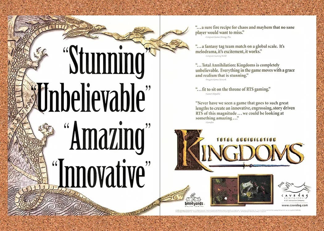 1999 Total Annihilation Kingdoms PC Original Advertisement / Retro Promo v4