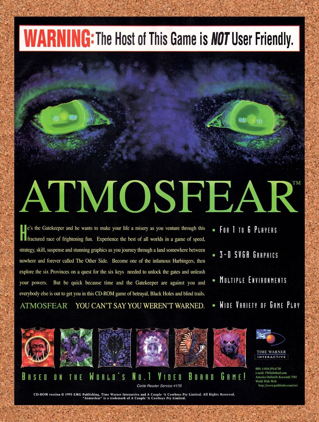 Atmosfear PC Original 1995 Vintage Ad - Horror Video Game Promo