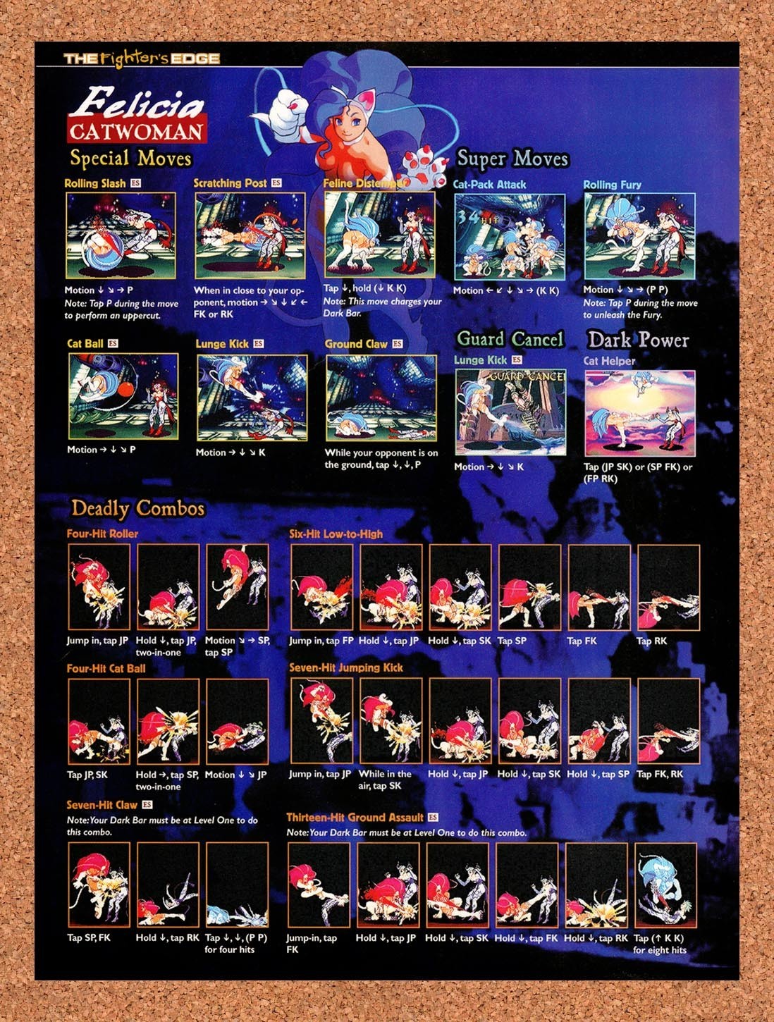 1999 Darkstalkers 3 Felicia Catwoman Combos Original Ad / Promo vr4