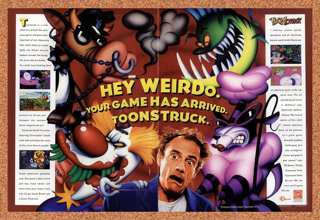1996 Toonstruck PC Original Advertisement / Retro Promo v1