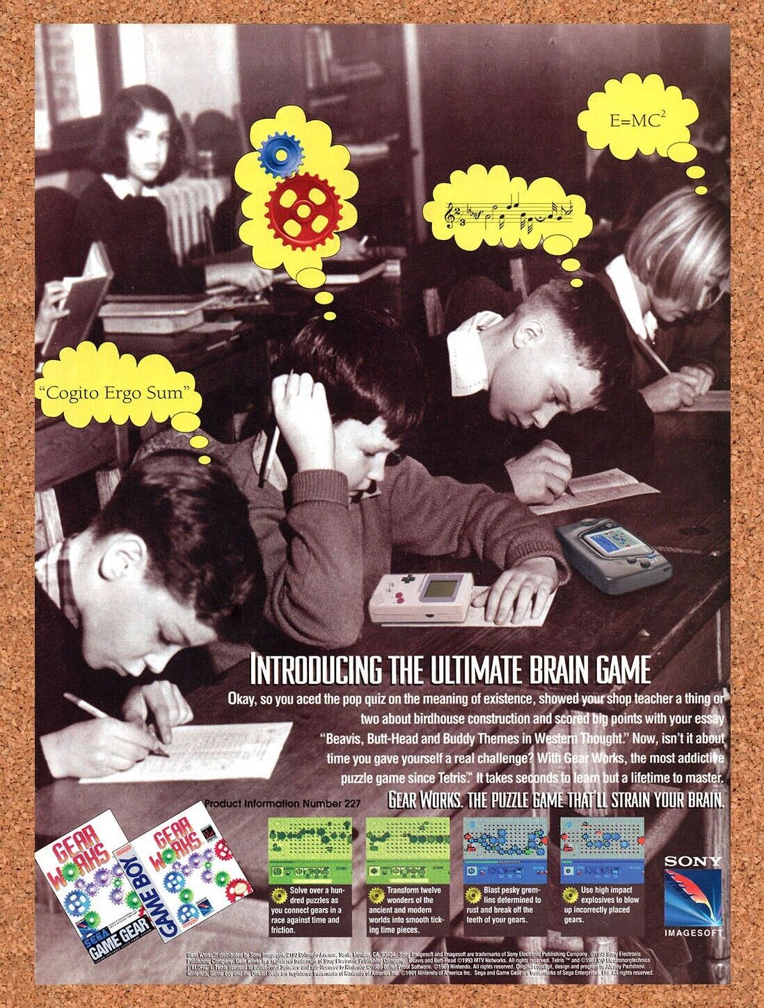 1993 Gear Works Game Boy Original Advertisement / Retro Wall Art v1