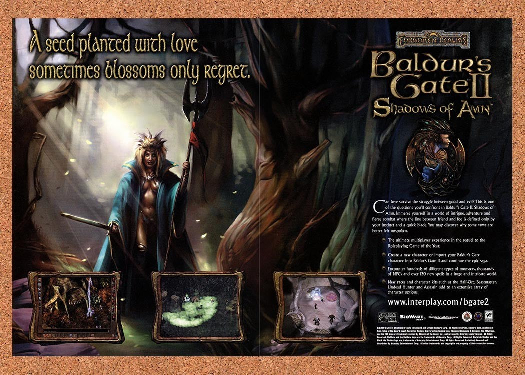2000 Baldur's Gate II Shadows Of Amn PC Original Advertisement / Retro Promo v6
