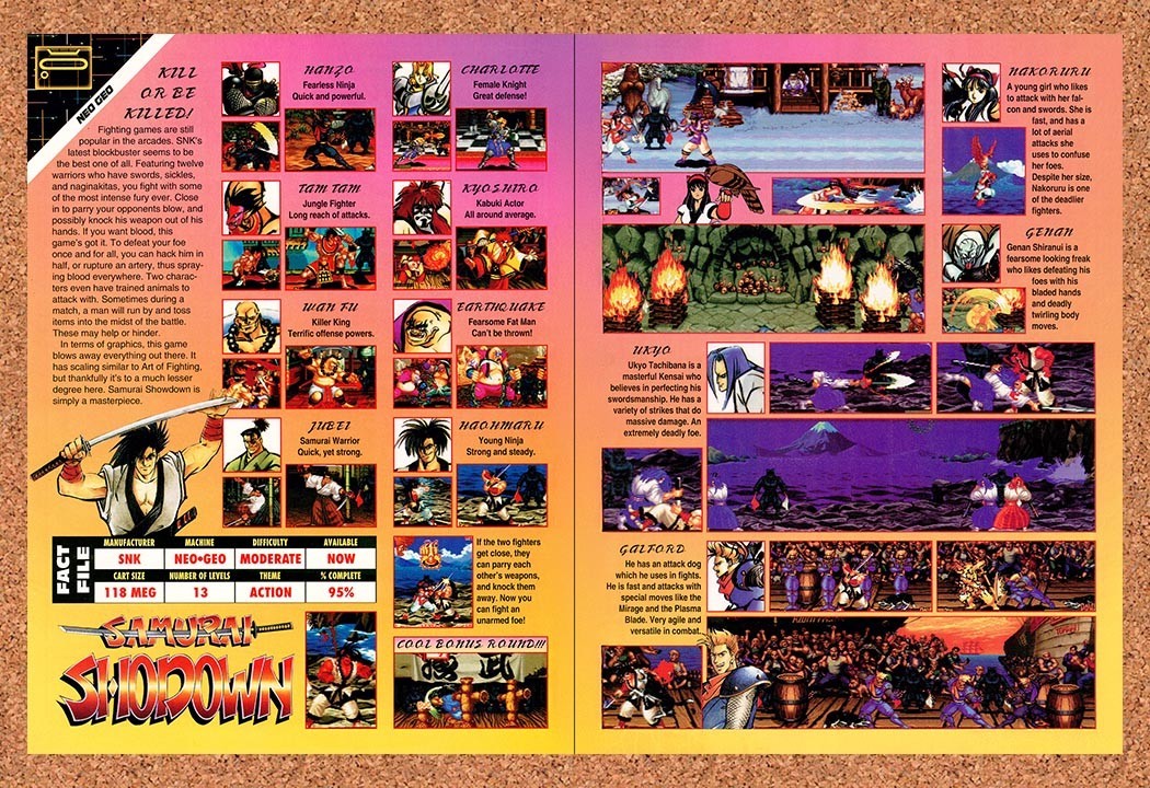 1993 Samurai Shodown Neo Geo Original Advertisement / Retro Promo v4