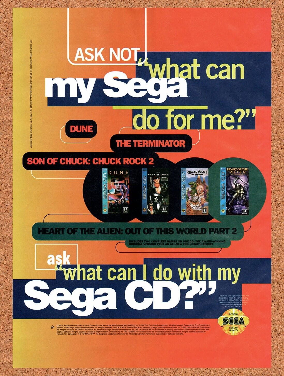 1994 Sega CD Games Original Advertisement / Retro Wall Art v5