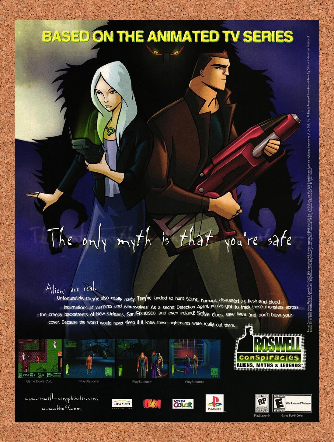 2001 Roswell Conspiracies Aliens Myths & Legends GBC Original Ad / Promo v1