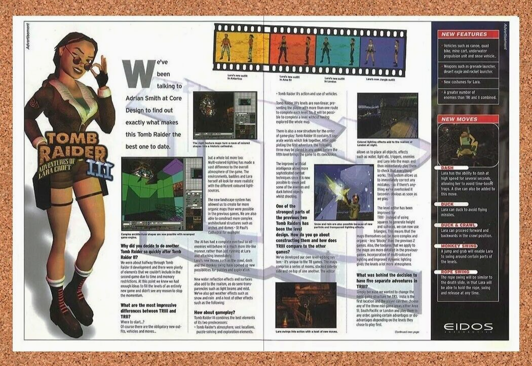 Tomb Raider III PC Original 2000 Ad Authentic Lara Croft Video Game Promo