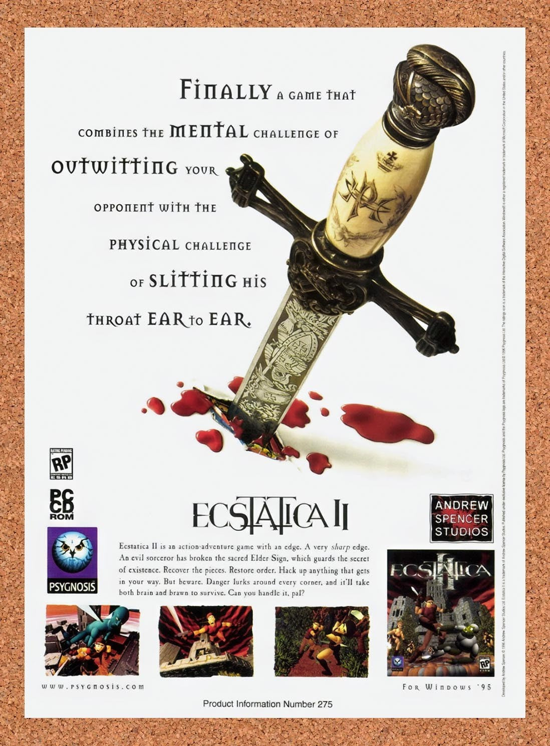 1997 Ecstatica II PC Original Advertisement / Retro Promo v1