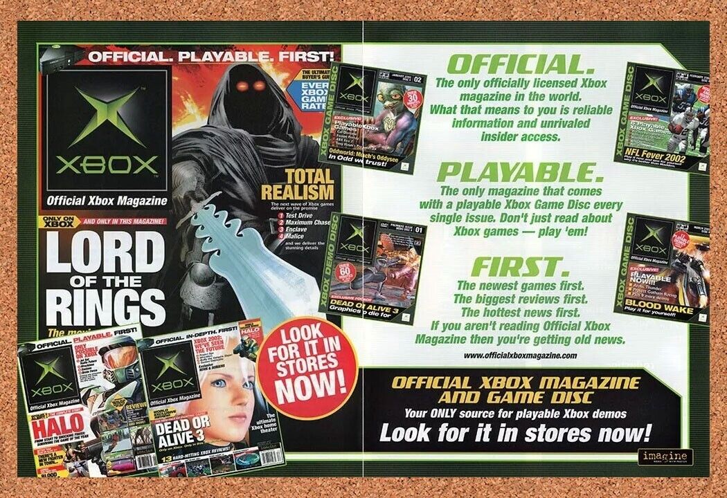 Lord Of The Rings Xbox Magazine Original 2004 Ad Authentic Video Game Promo Art