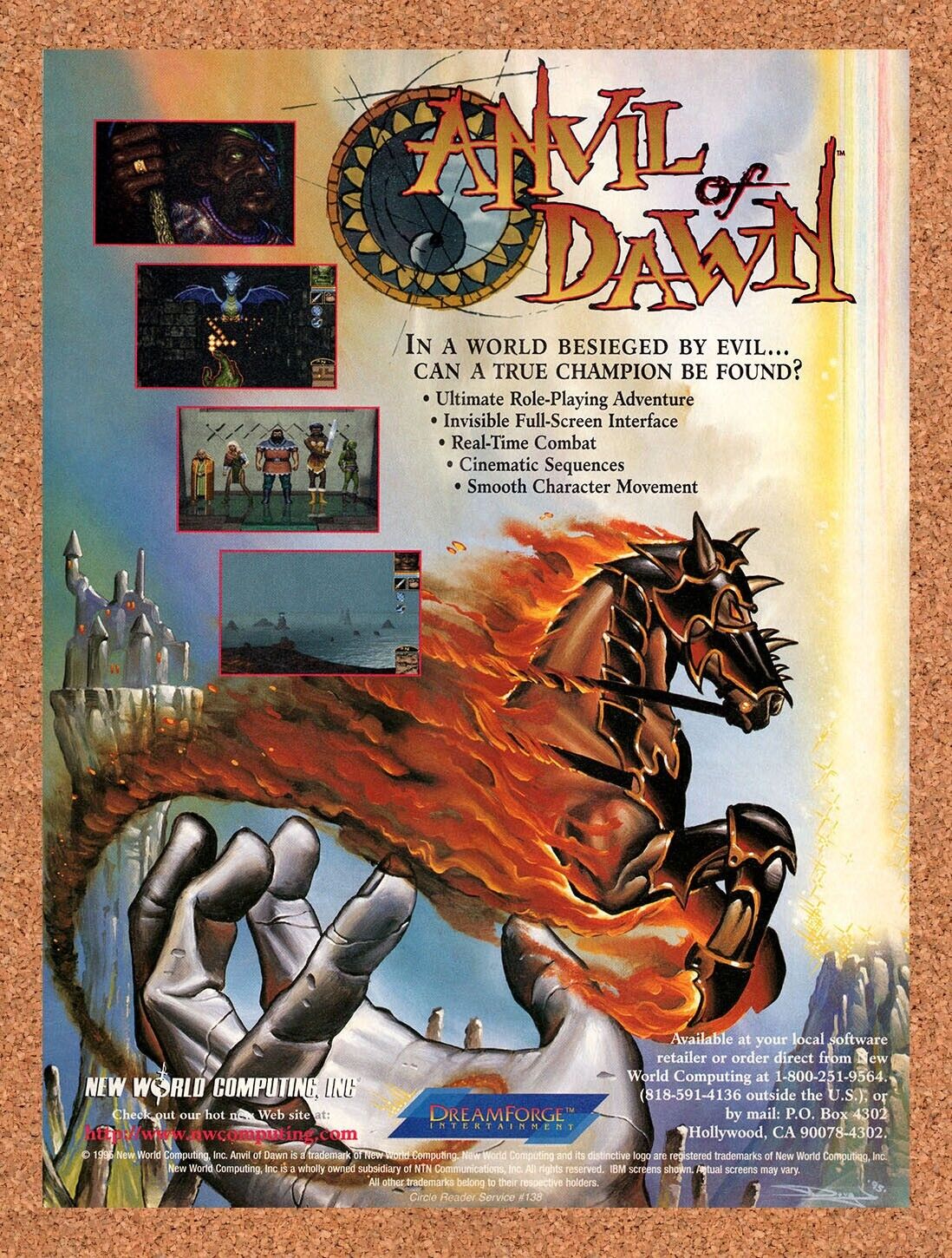 Anvil Of Dawn PC Original 1995 Vintage Ad - Video Game Art Promo
