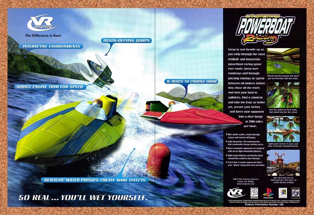 1998 VR Sports Powerboat Racing PC Original Advertisement / Retro Promo v1