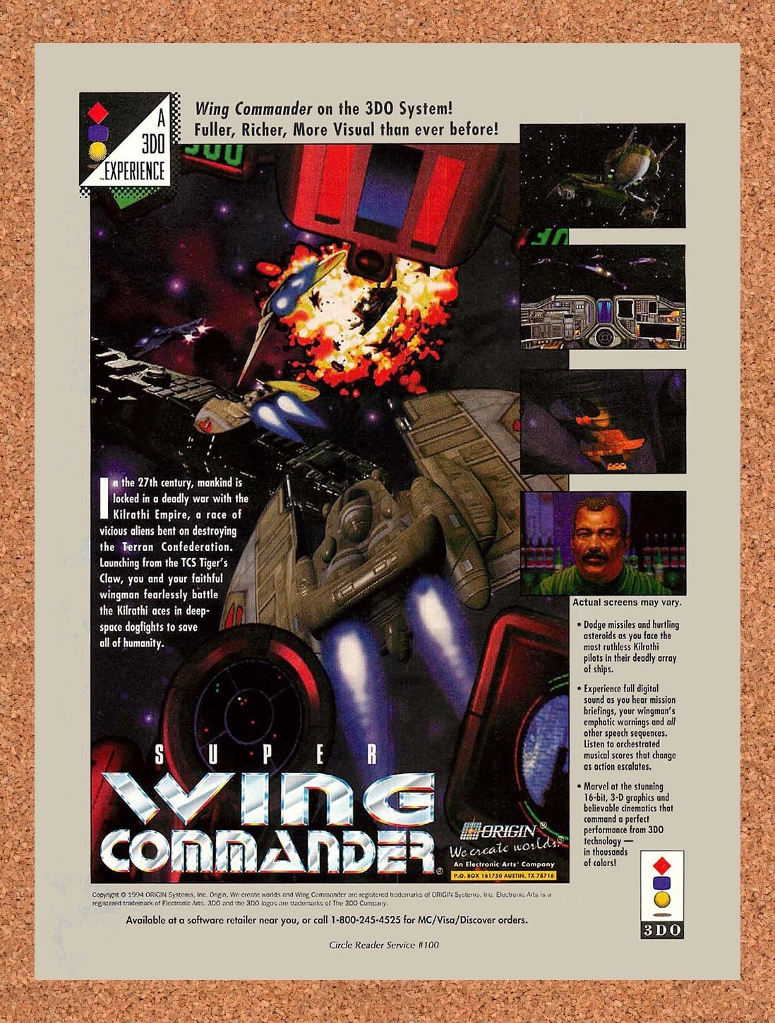 1994 Super Wing Commander 3DO Original Advertisement / Retro Promo v1