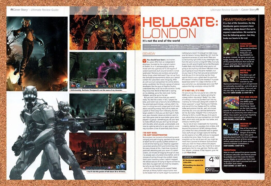 Hellgate London PC Original 2008 Vintage Ad - Video Game Walkthrough Promo