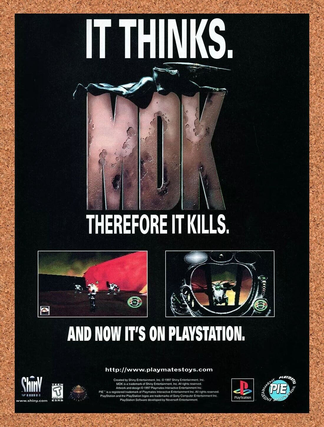 MDK PS1 Original 1999 Ad Authentic PlayStation Video Game Promo