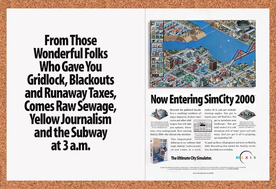 1994 Sim City 2000 PC Original Advertisement / Retro Promo v4