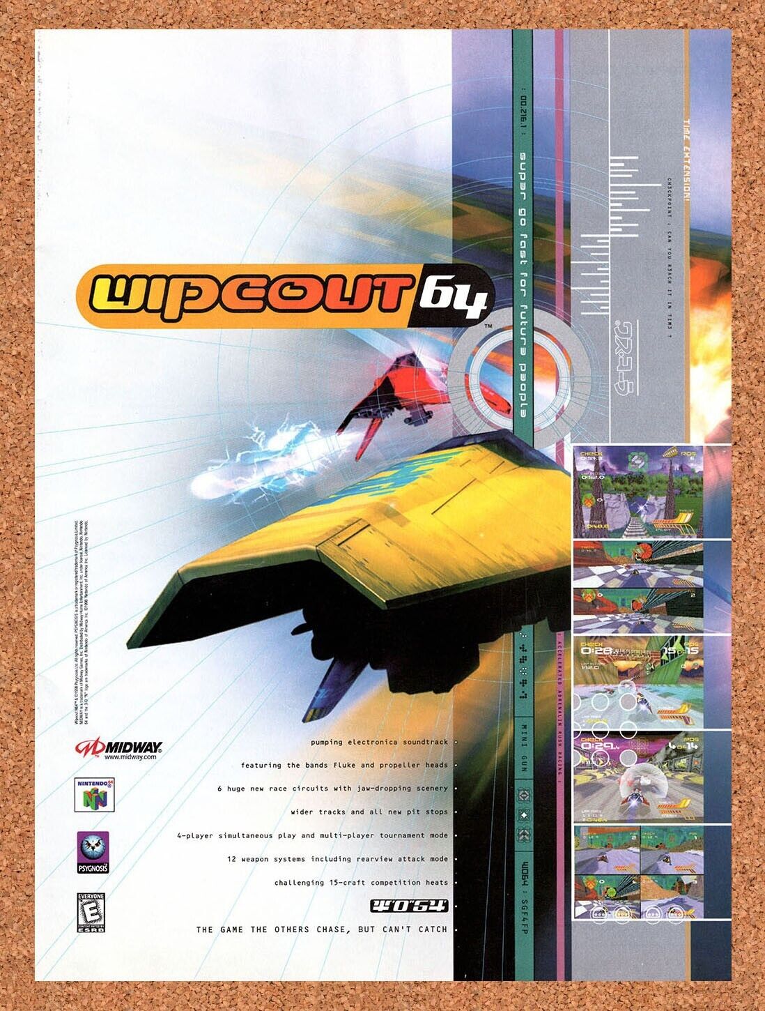 1998 Wipeout 64 N64 Original Advertisement / Retro Wall Art v1