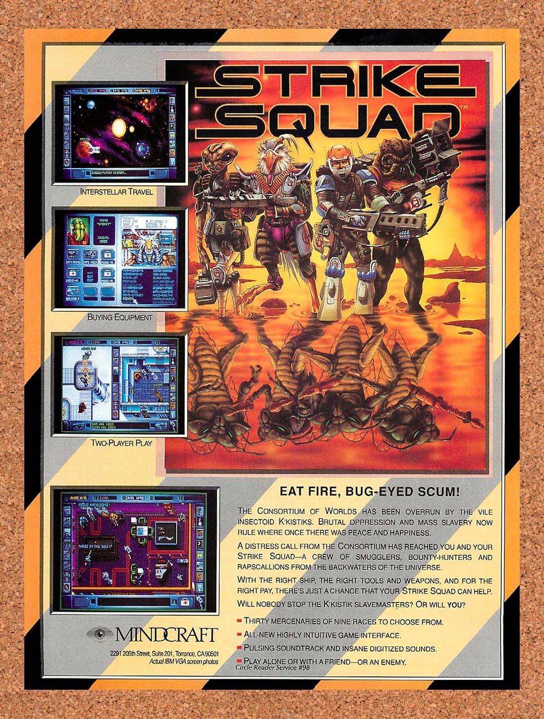 1994 Strike Squad PC Original Advertisement / Retro Promo v1