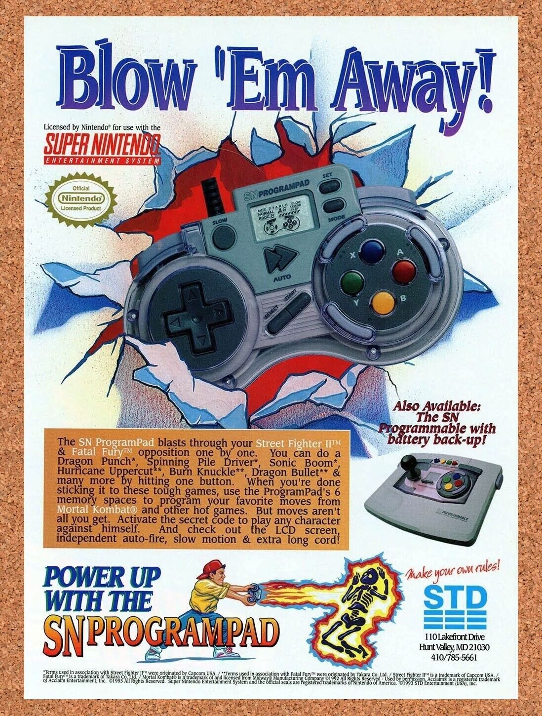 SNES Controller SN ProgramPad Original 1993 Ad Authentic Video Game Promo