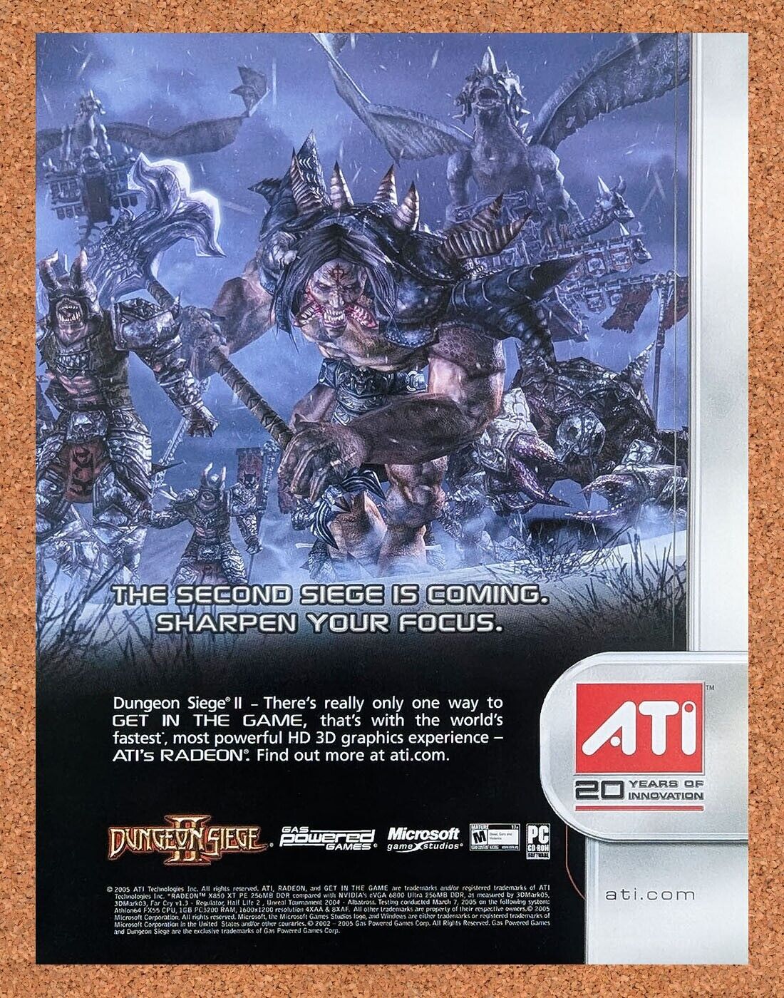 Dungeon Siege II PC Original 2007 Ad Authentic ATI Radeon Video Game Promo