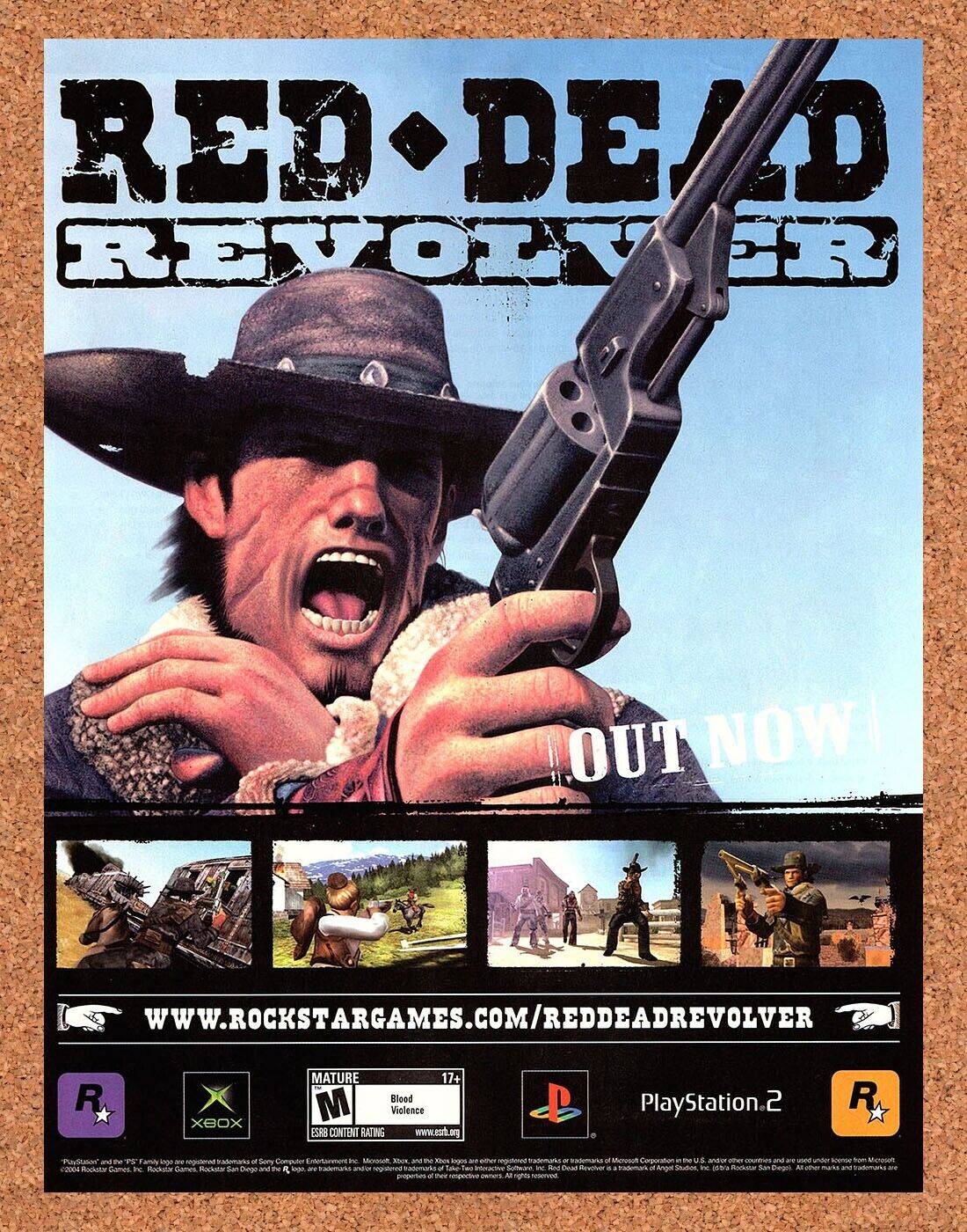 Original 2004 Red Dead Revolver PS2 Vintage Ad - Video Game Promo Wall Art 2