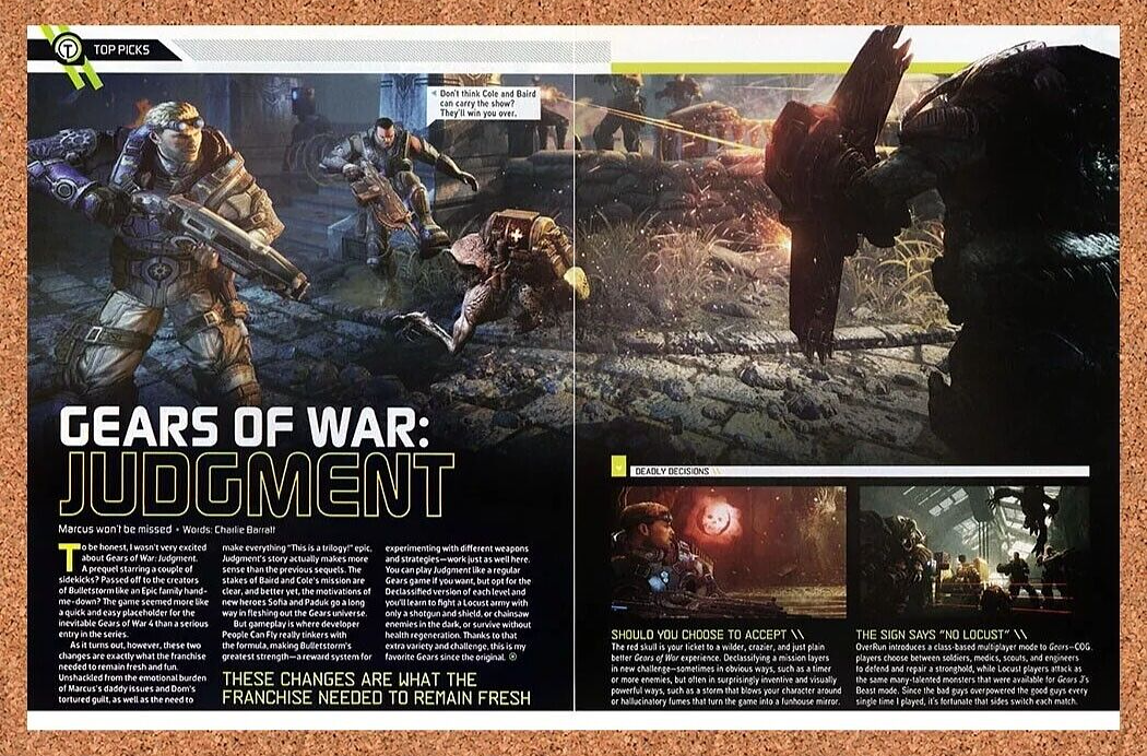 Gears Of War Judgement Xbox 360 Original 2015 Ad Authentic Video Game Promo Art