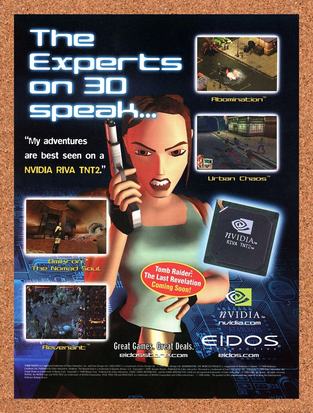1999 Eidos PC Games Nvidia GeForce Original Advertisement / Retro Promo v8