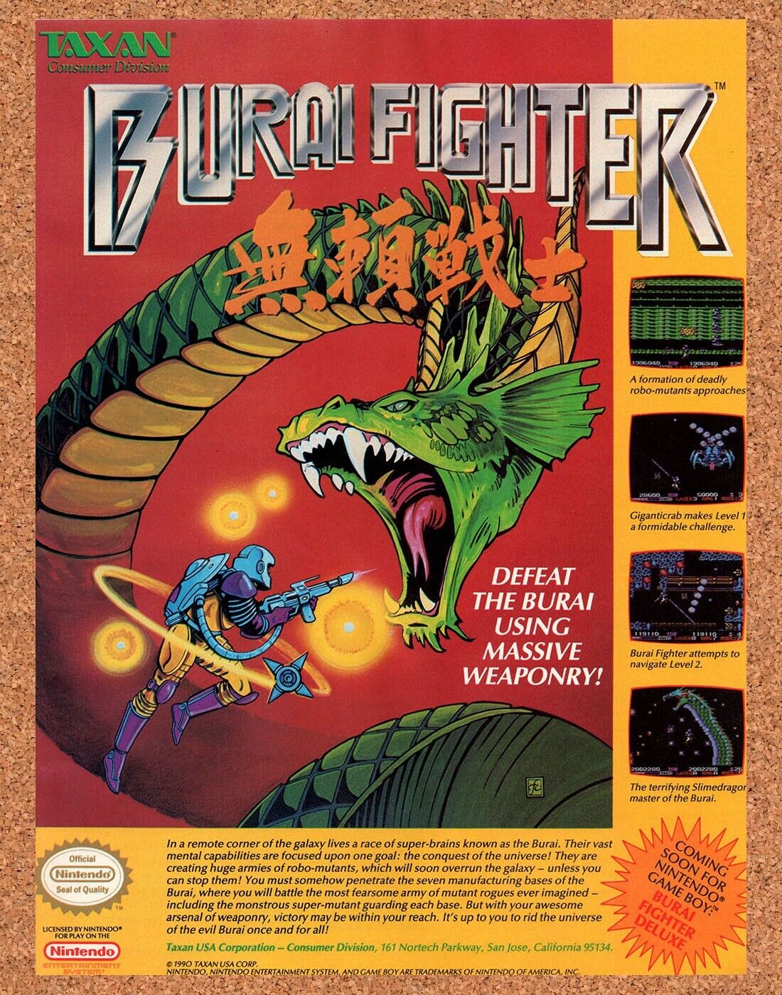 Burai Fighter NES Original 1990 Vintage Ad - Video Game Art Promo