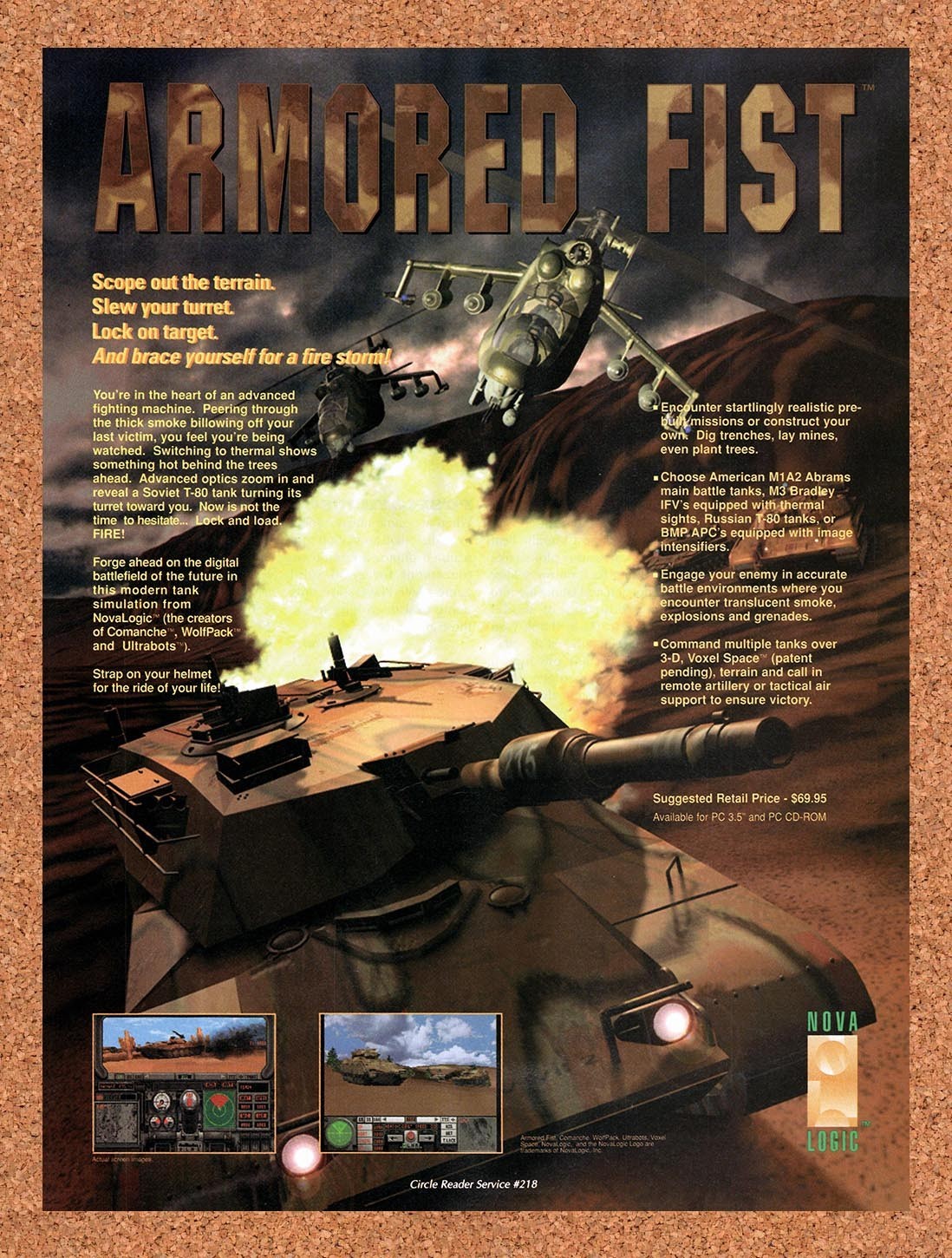 1994 Armored Fist PC Original Advertisement / Retro Promo v1
